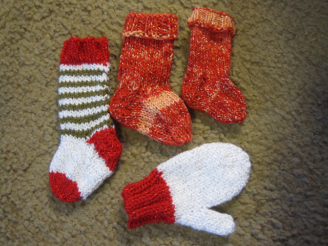 Christmas Miniature Stocking and Mitten Ornaments