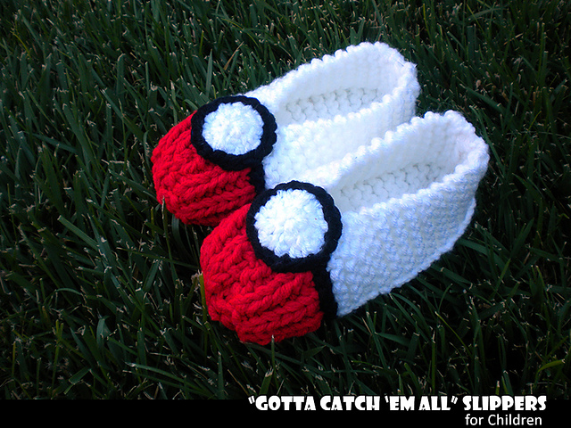 Ravelry: Gotta Catch 'em All Kids Slippers pattern by Aunt Janet's Designs