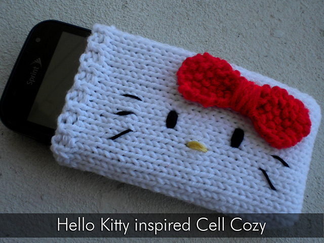 Ravelry: Hello Kitty inspired Cell Phone Cozy pattern by Aunt Janet's ...
