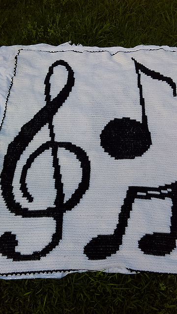 Musical Notes and Clef Afghan Chart with Variations