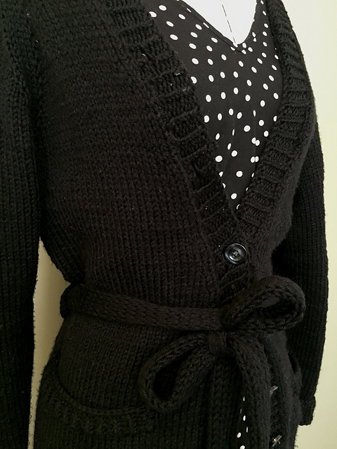 Noir Black Cardigan Jacket with Belt