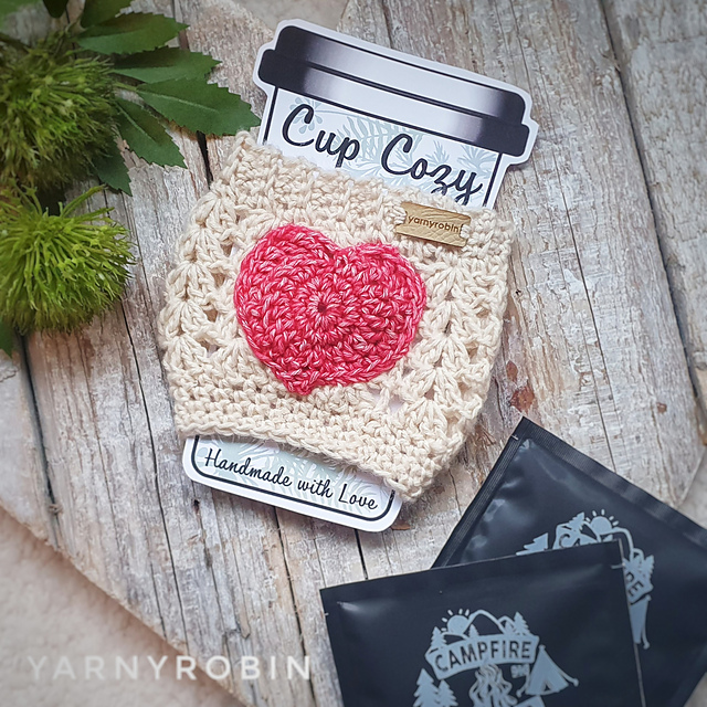Galentine coffee cup cosy