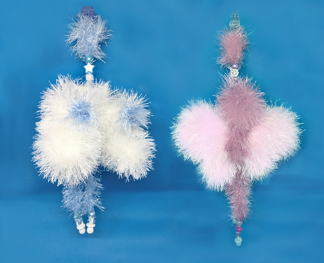 Fluffy Pram Charms 2, butterfly & booties