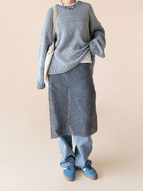 Satin Alpaca Mohair Layered Skirt