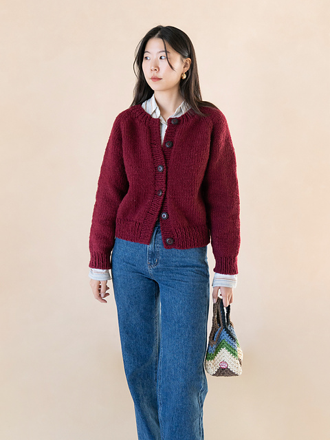 Raglan Round Neck Cardigan
