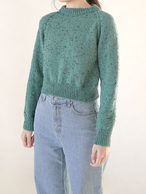 Merino Blend DK Tweed Cropped Raglan Sweater