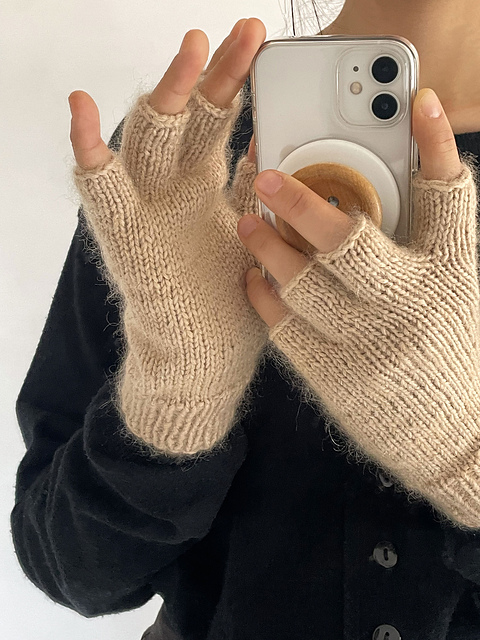 Airy Cotton&Mulberry Silk Mohair Fingerless Gloves