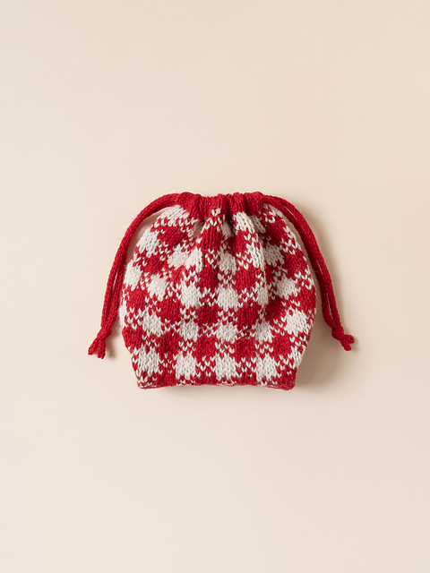 Ravelry: Vintage Wool Gingham Check Drawstring Pouch pattern by