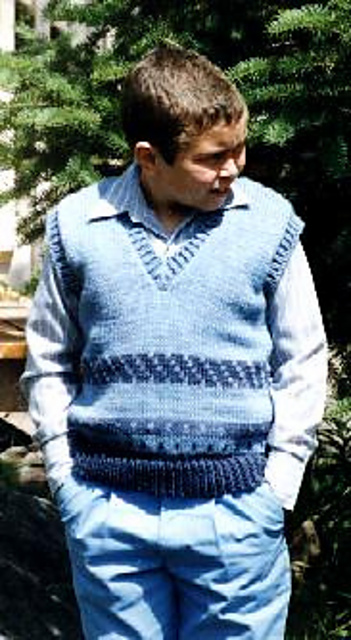 Machine Knit Boys V-Neck Vest