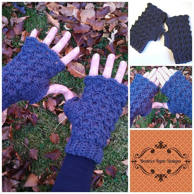 Shells & Bobbles Fingerless Gloves