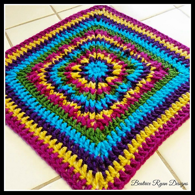 Rainbow Burst Reversible Granny Square
