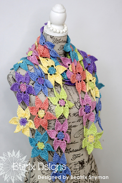 Tunisian Spring Flower Scarf