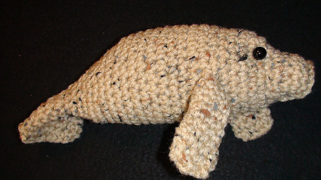 Crochet manatee Bart