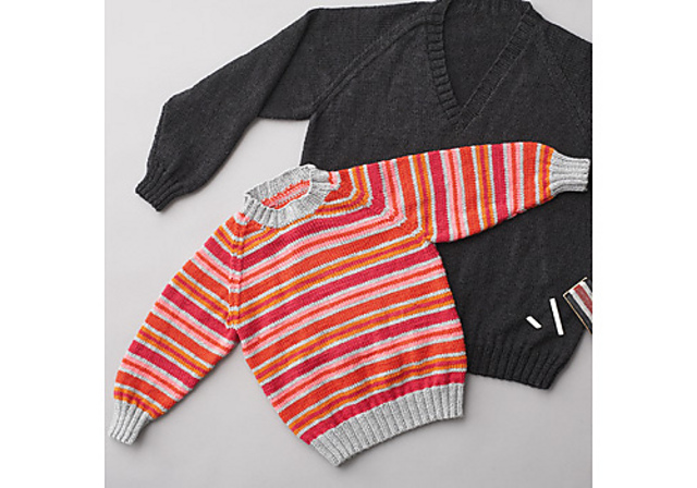 Child Raglan Crew Neck or V-Neck Pullover