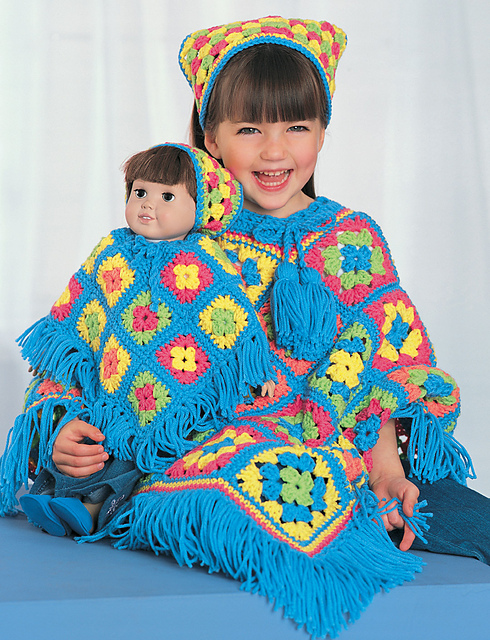Poncho Set: Doll’s Poncho & Headscarf