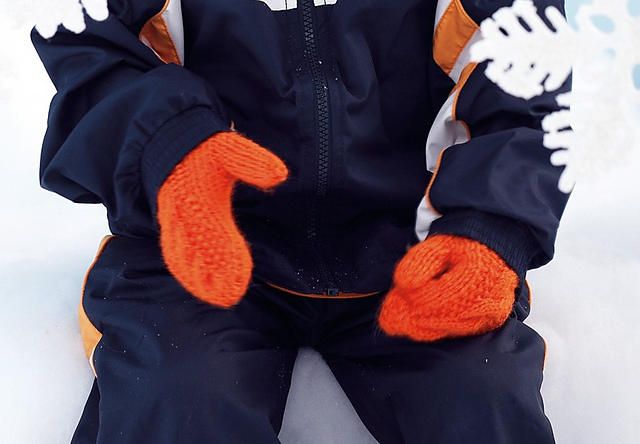 Hot Orange Cable Set: Mittens
