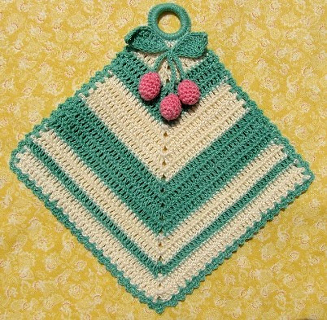 Chevrons and Cherries Decorative Potholder