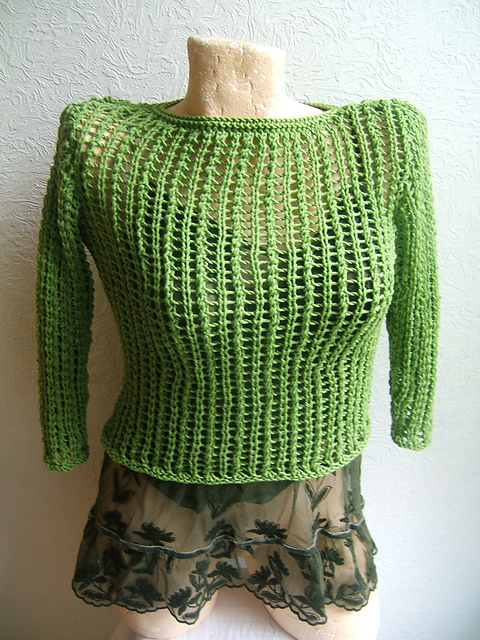 "Lime Grove Adult/Child 3/4 Sleeve Mesh Sweater