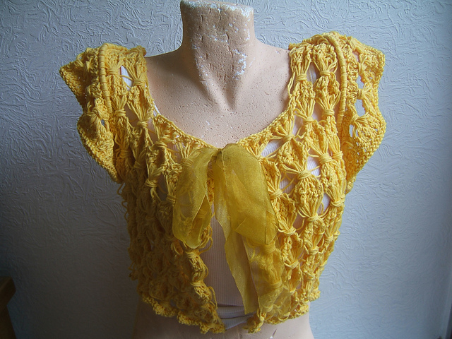 Citrus Ribbon Tie Short Sleeve Cardigan