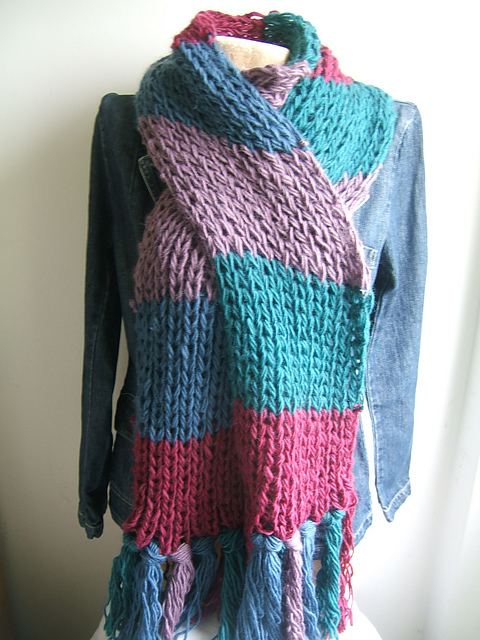 Eco Knit "Tardis" Elongated Rib Scarf