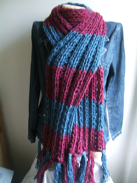 "Team Supporter" Elongated 2 x 2 Rib Scarf
