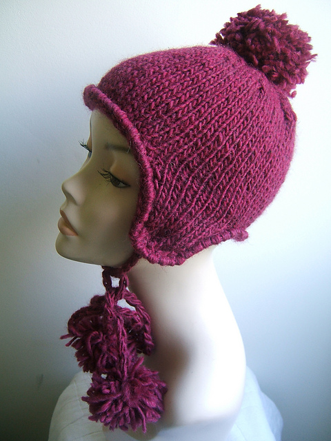 "very Berry" Bobble Hat with Earflaps