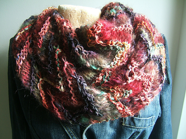 Random Chevron Multi Textured Cowl Effect Neckwamrer