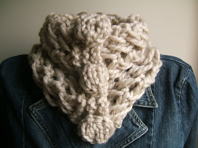 "Cross" Super Quick Trouble Shooter Neckwarmer With Giant Knitted Bobble Buttons