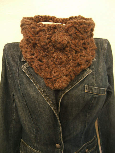 "Cinnamon Stick" Trouble Shooter Neckwarmer with Giant Knitted bobble buttons