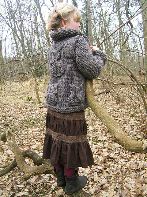 Child/Adult Brown Owl Collared Cardigan