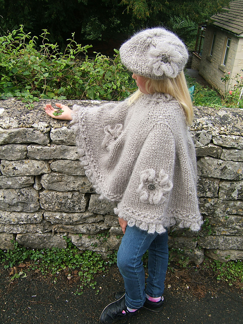 Rusitc Flower Poncho with matching Beret