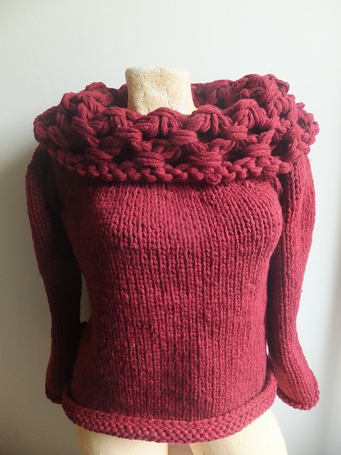 Giant Lattice Neck Trim Sweater