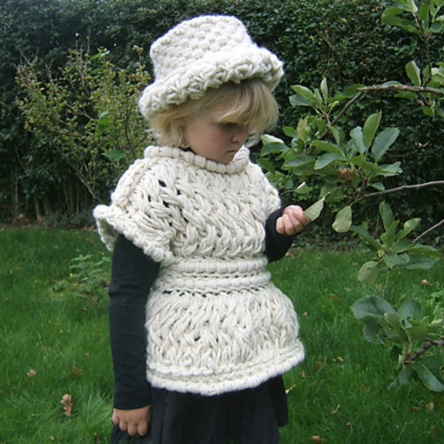 Travelling Flame Stitch Tunic with Matching Hat.