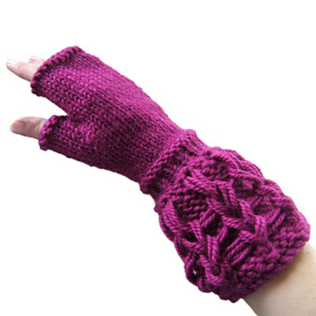 Partial Double Fabric Fingerless Mittens