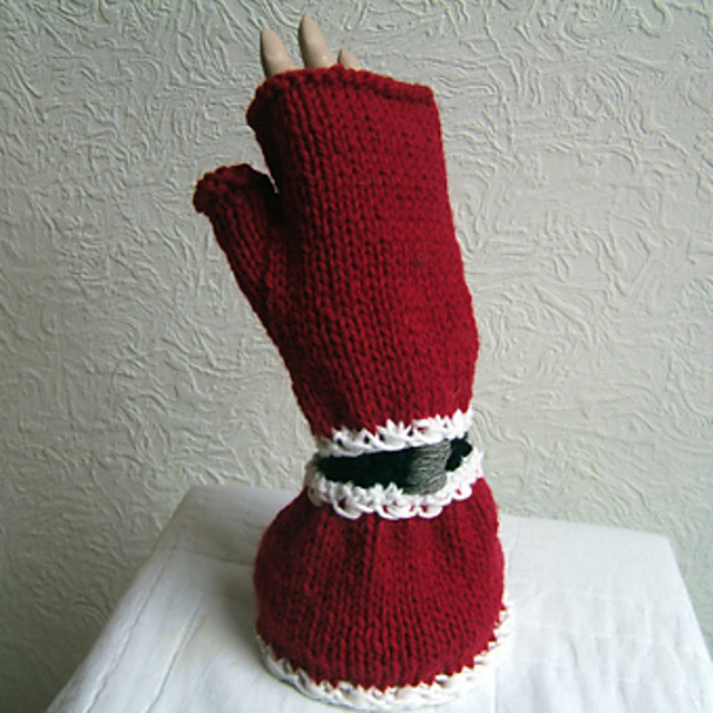 Santa Fingerless  Mittens