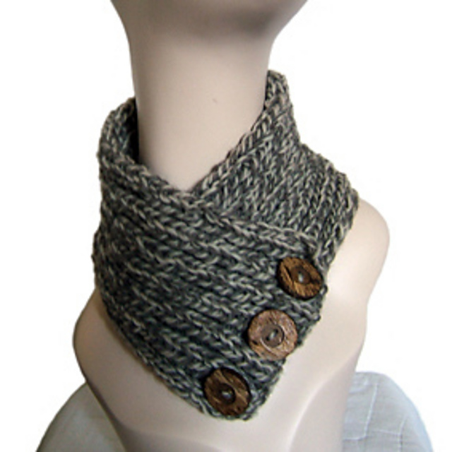 Eco Knit Easy Knit Neckwarmer with Dress  Buttons