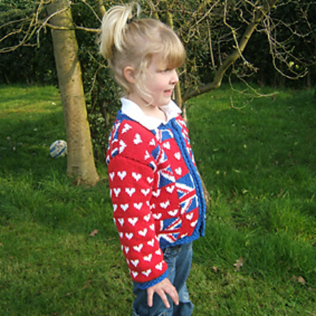 Union Jack and Love Heart Childs Cardigan Long Sleeve Version