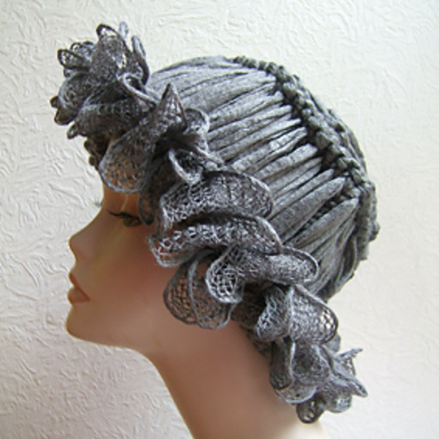 Double Fabric Elongated and Ruffled Brimmed Hat