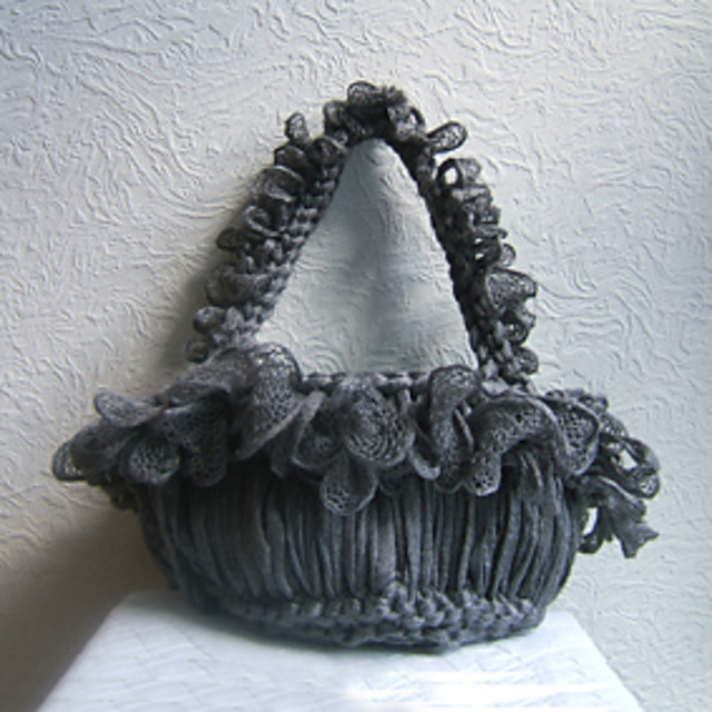 Elongated Double Fabric and Ruffled Bag