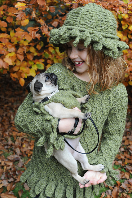 Eco Knit Child/Adult  Leaf Tab Boat Neck Sweater