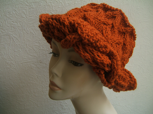 Flame Hat With Cable Trim