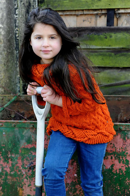 Up The Allotment Flame Sweater with Cable Trim
