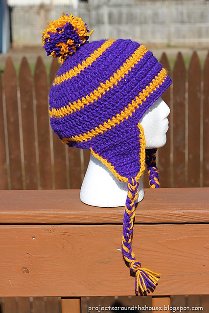 Crochet Men's Striped Earflap Hat