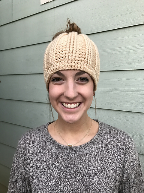 Ribbed Messy Bun Beanie