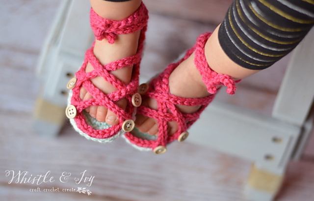 Ravelry: Baby Button Gladiator Sandals pattern by Bethany Dearden