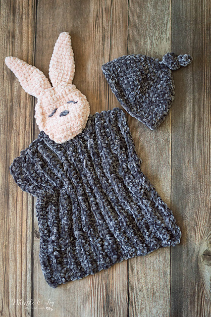 Velvet Bunny Lovey + Knot Hat