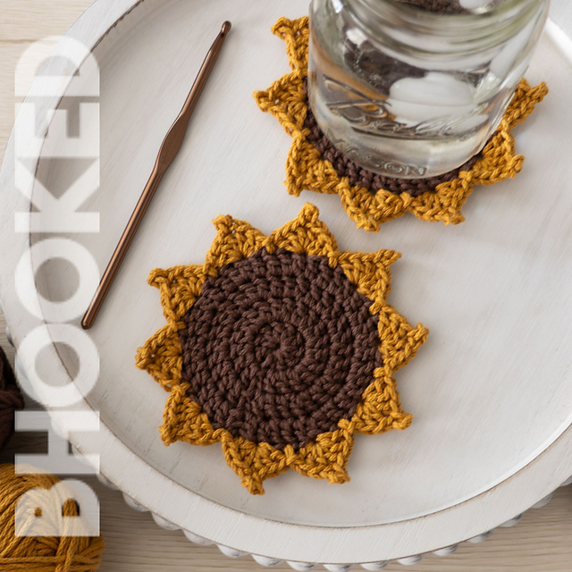 Easy Crochet Sunflower Coasters