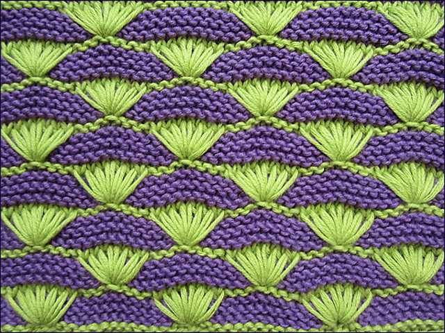 Shells on Garter-stitch Background