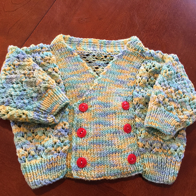 T172 Girl's Double Breasted Lacy Cardigan