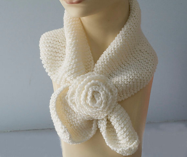 Ravelry: Flower Key Hole Scarf, Self Tying Neck Warmer pattern by